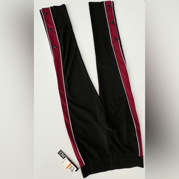 XOXO BLACK Snap-Side Drip Track Pants MAROON WINE White NWT S Caj to Dressy Y2K - Picture 8 of 11